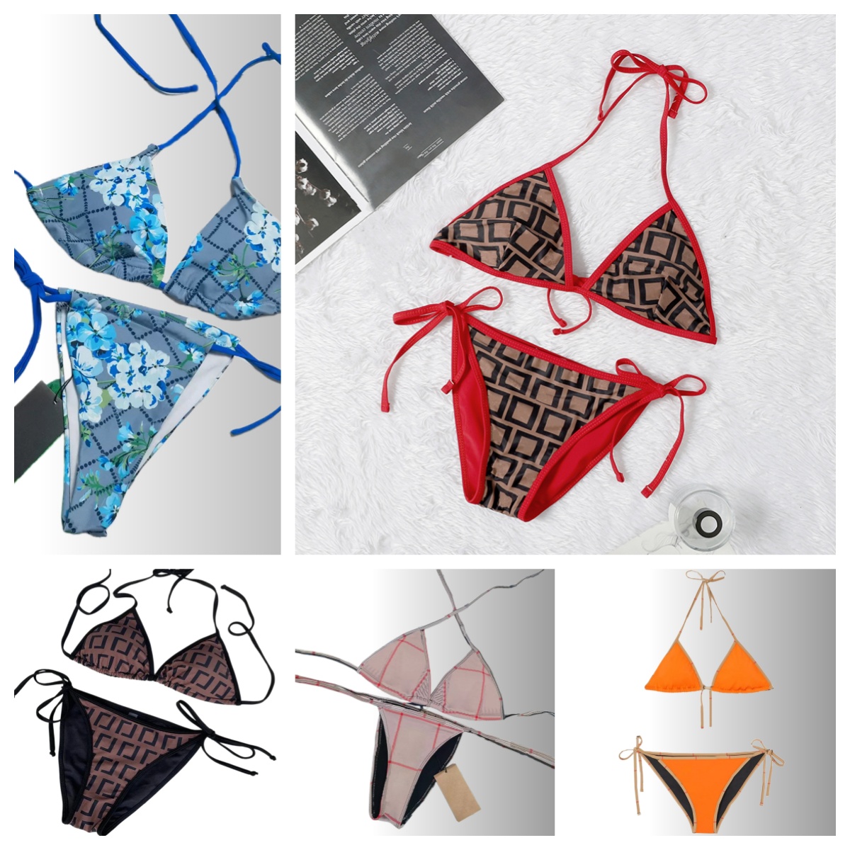 woman designer bikini High quality bikini designer size S-XL Summer Swimsuits womens wear Black white blue red comfort plaid chain sexy mixed cotton