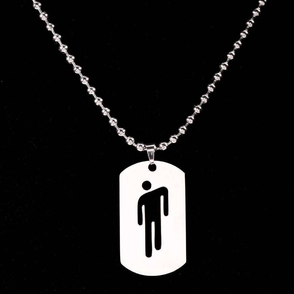 New Fashion Skew Head Tag Stainless Steel Pendant Necklaces for Men Women Wholesale Hip Hop Jewelry W260613