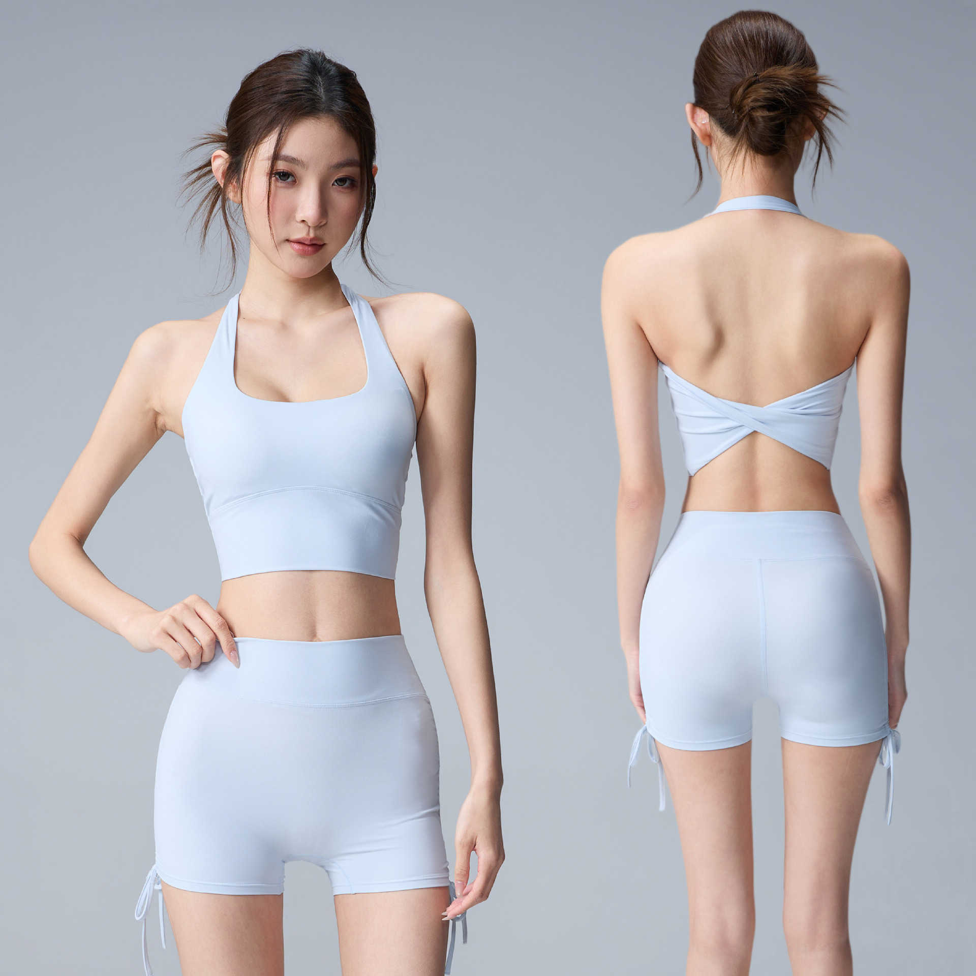 Twisted Sexy Back Sports Bra with a Barely-there Feel Breathable Slimming for Fitness Running and Yoga Two-piece Set for Women in Summer L260612