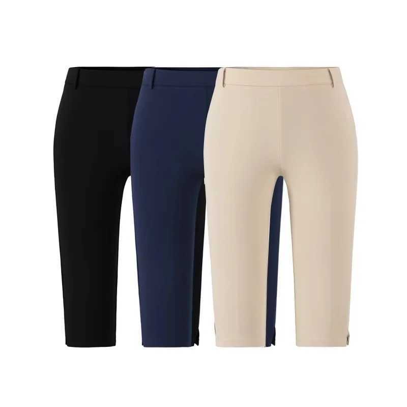 Sexy estilo americano de cintura alta capri pantalones cortos con abertura elástica para mujeres verano control de barriga fitness deportes pantalon