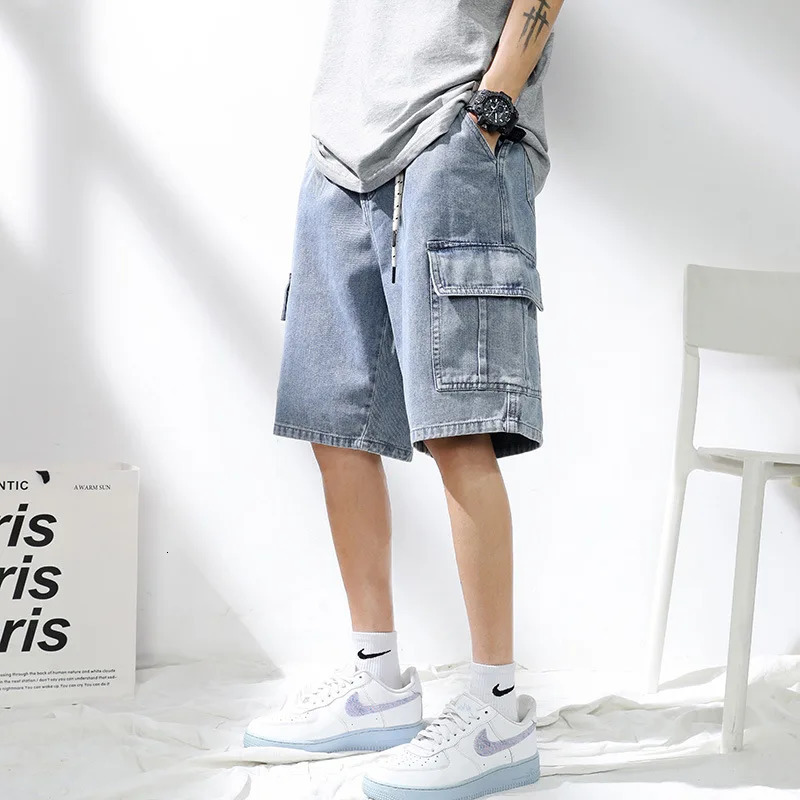 2025 Denim Shorts for Mens Summer Thin Loose Breathable Pentagram Pants Trendy Versatile Casual Mid length Versati 260612