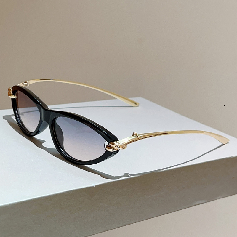 High quality retro fashion cat-eye new metal knot women's sunshade glasses ins-style high-end sunglasses