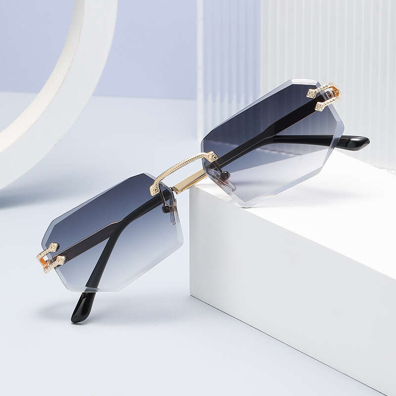 Luxury Brand Designer Sunglasses 6066 Snake-Shaped Metal Personality Cut Edge 2024 Fashion Rimless Glasses Street Style Trendy Sunglasses