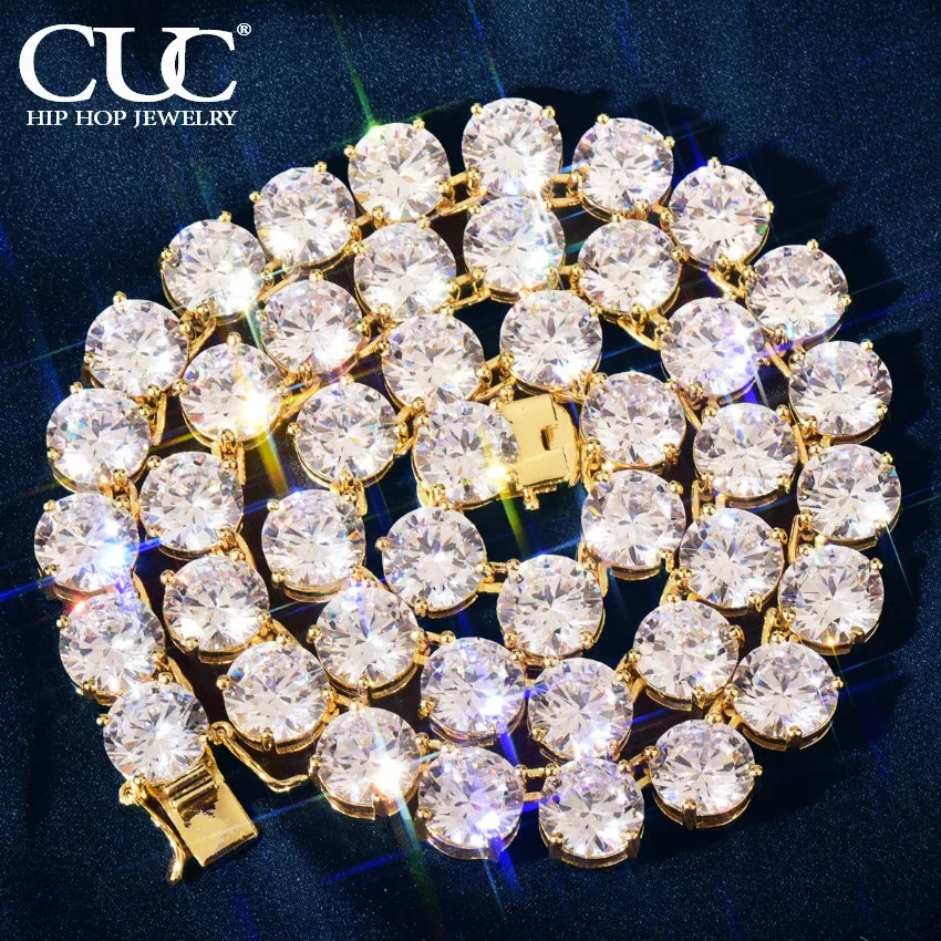 CUC Gold Color Tennis Chain 5mm 6mm 10mm One Row Zircon Iced Out Necklace Link For Men Women Hip Hop Jewelry 260612