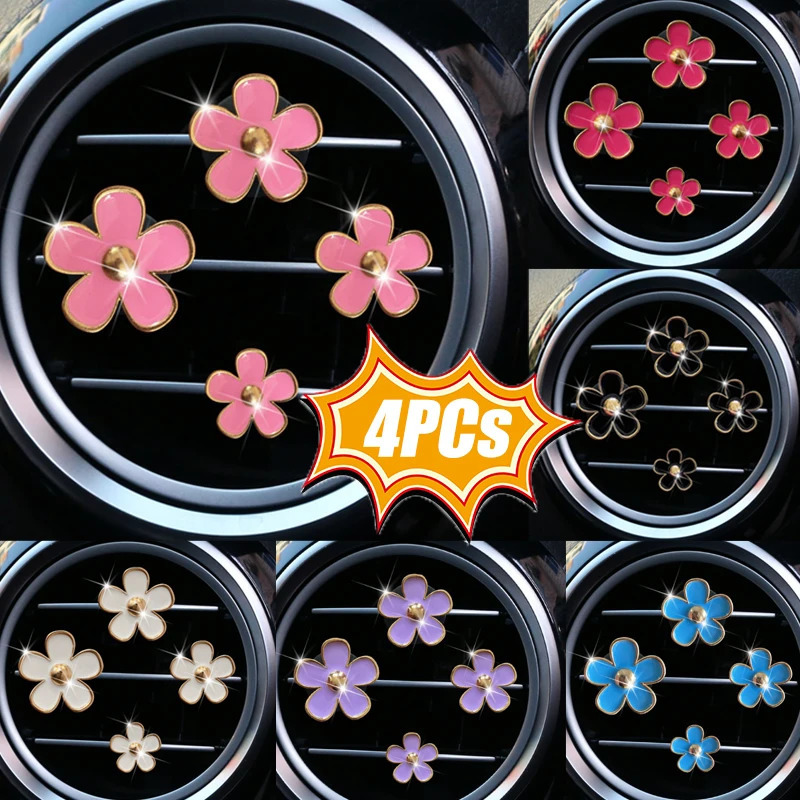 4PCs Flower Car Outlet Vent Perfume Clips Air Freshener Diffuser Conditioning Aroma Perfume Clip Car Interior Decoration 260610