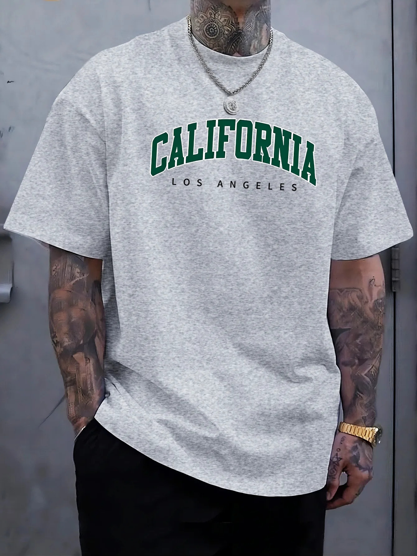 Summer Mens 100 Cotton Casual Sports Loose Large california letter Printed Comfortable Round Neck Short Sleeve T-shirt Top 260609