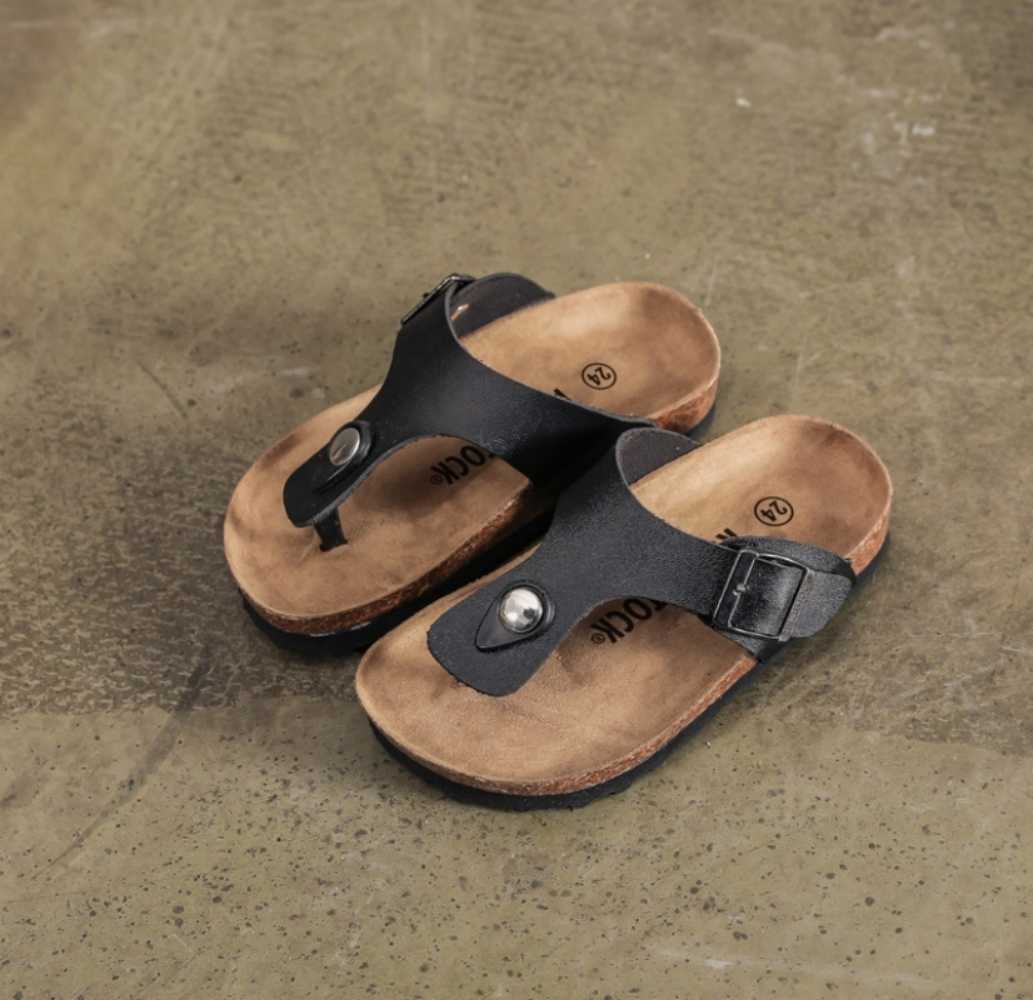 Breathable Sandals New Style Children Leather Shoes Kids Beach Shoe Cork Slipper Antiskid Popular Non-Slip Baby Outdoor L260612SKDW