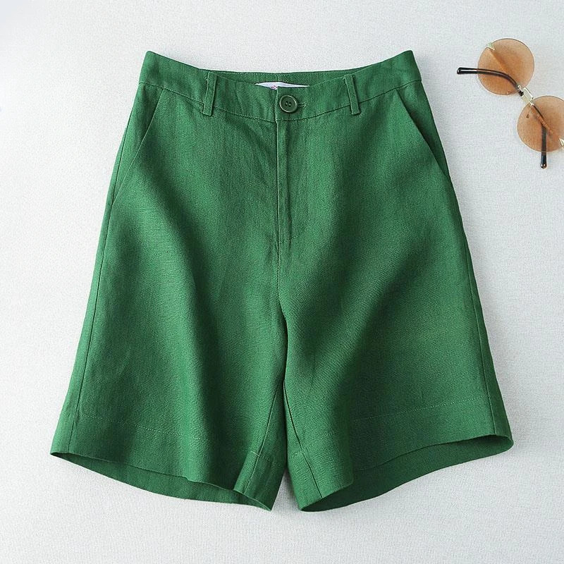 Womens Shorts Linen Half Knee Length Mid Wide Female Short Pants Bermuda Offer Aesthetic Streetwear Korean Style For Summer 260612