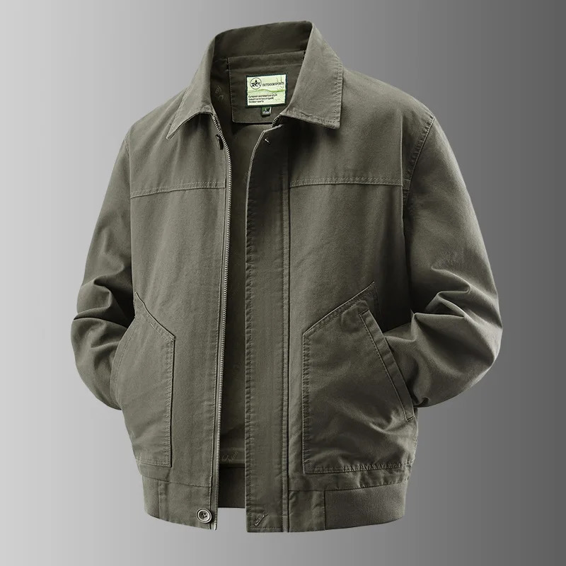 SpringSummer 2026 Mens American Retro Washed Pure Cotton Jacket MidCareer Workwear Loose Coat 260613