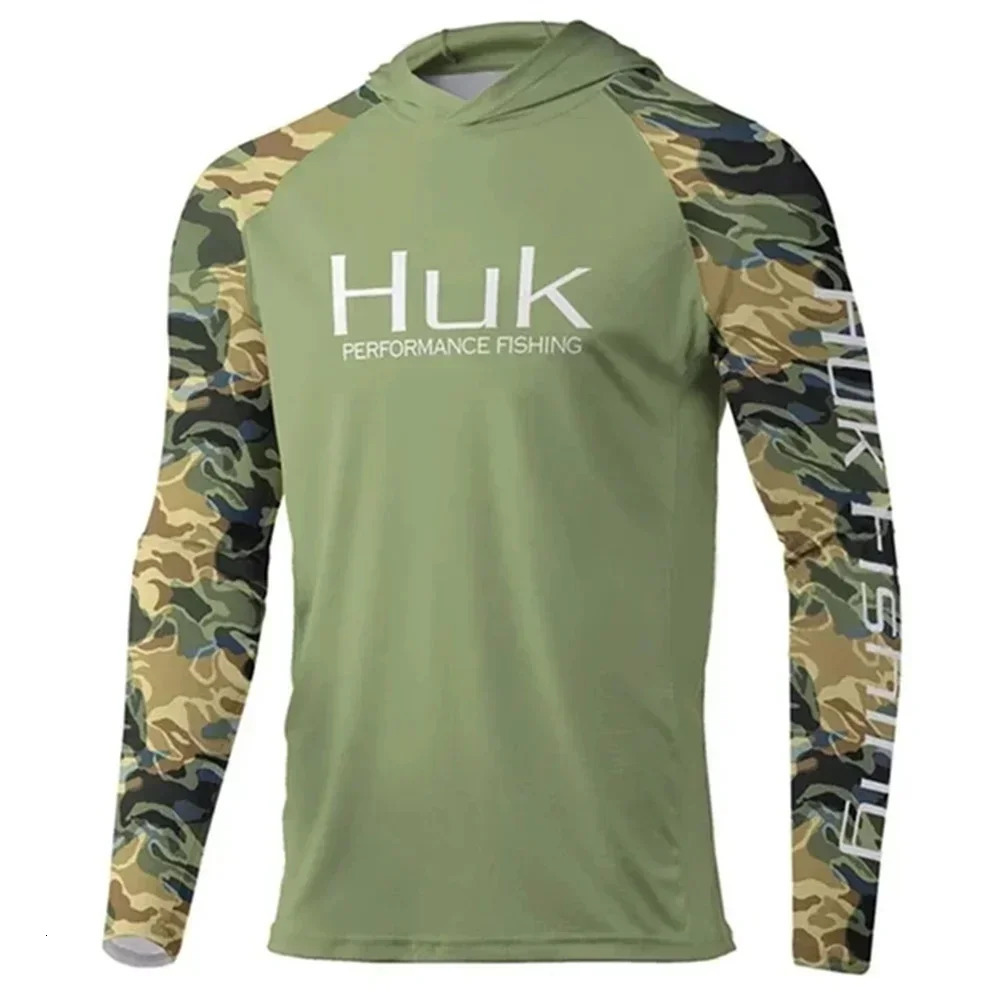 HUK Hooded Fishing Shirts Upf 50 Long Sleeve T Shirt Sun Protection Fishing Clothing Breathable Fishing Hoodies Camisa De Pesca 260612