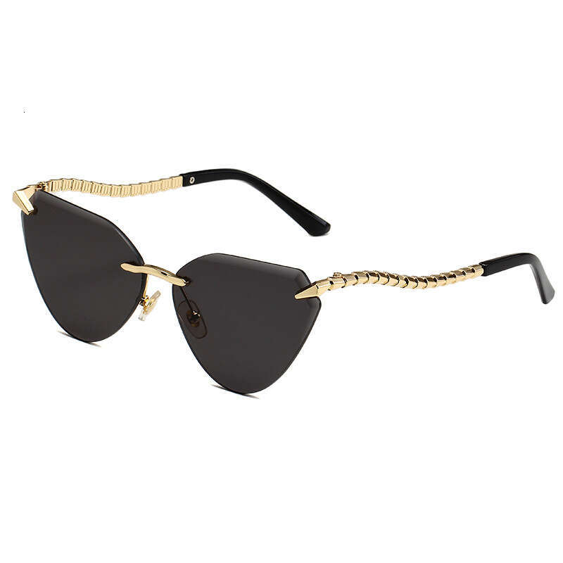 Luxury Brand Designer Sunglasses 2024 New European And American Metal Irregular Cat-Eye Fashion Retro Rimless Cut-Edge High-End Trendy Sunglasses