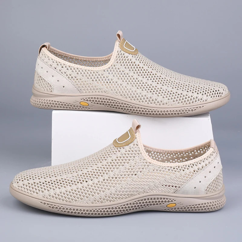 Handmade Mens Mesh Loafers Slip on Casual Shoes Breathable Moccasins Comfortable Wading Aqua Lightweight Business Flats 260613BJ