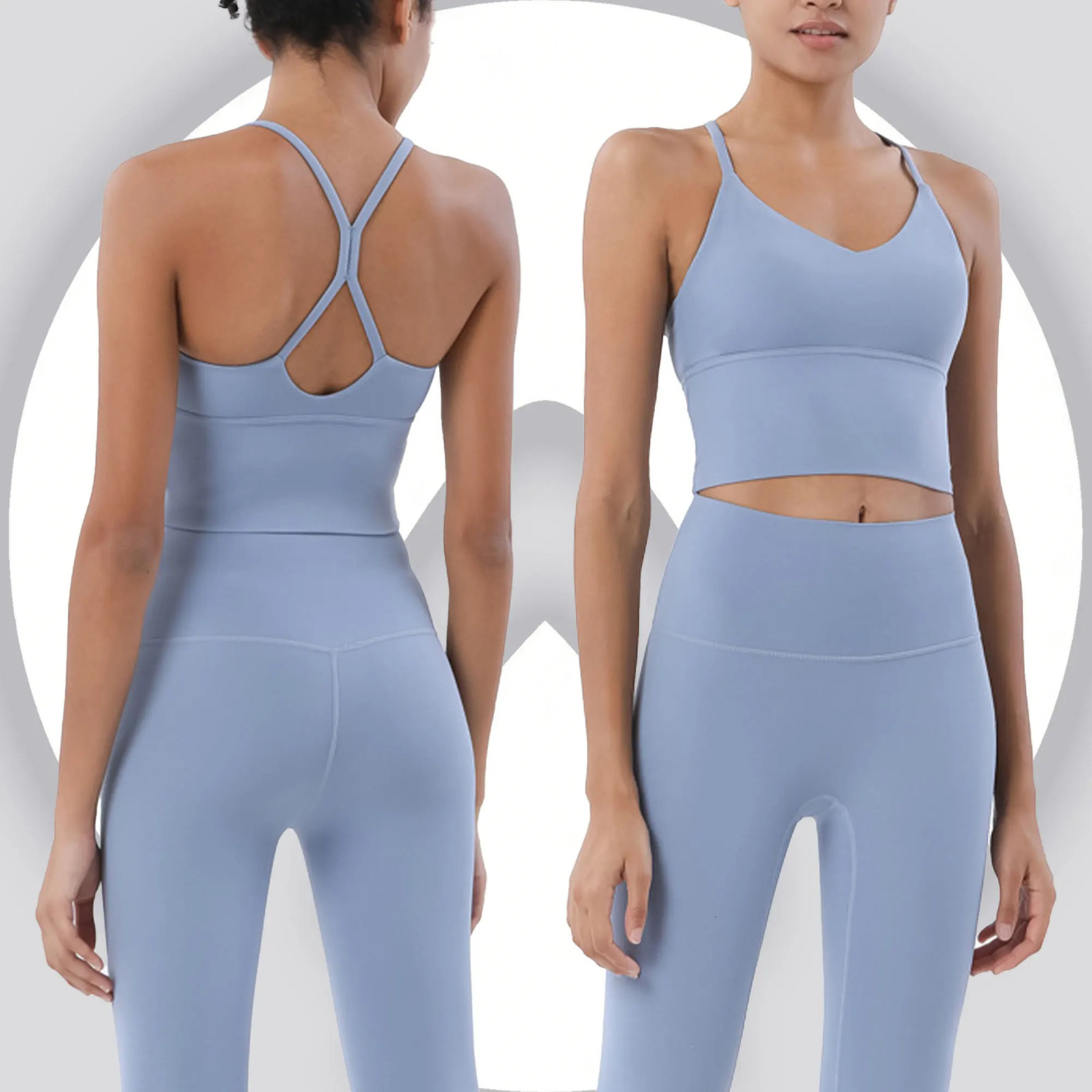Womens Naked Feeling 2 Piece Gym Set - Seamless Sports Bra High Waist Leggings Shockproof Breathable Fitness Clothing S-XL 260612