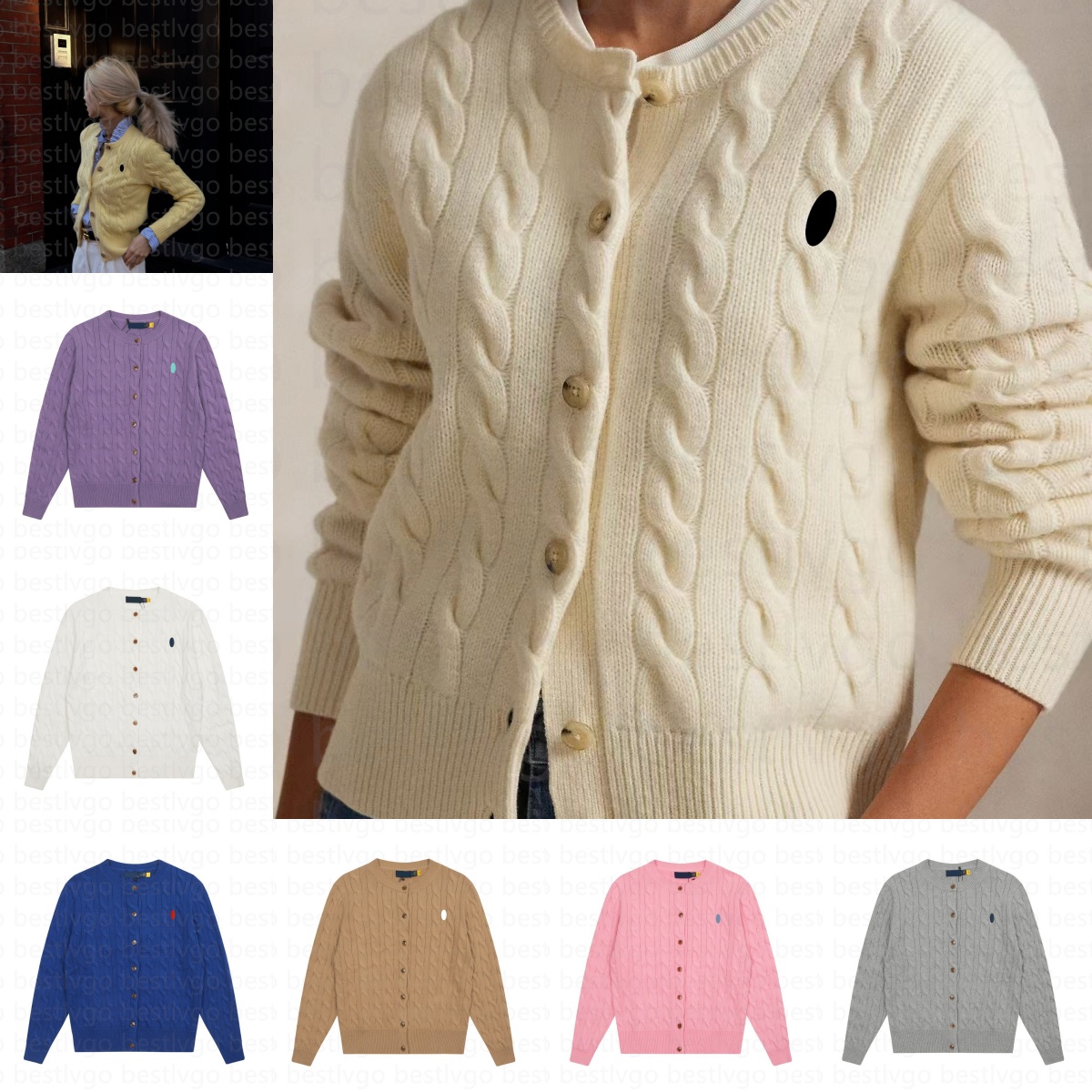 Designer sweater cardigan men classic embroidered round neck knitted sweater fashionable casual men versatile knitted sweater men women sweater c-image-778682174