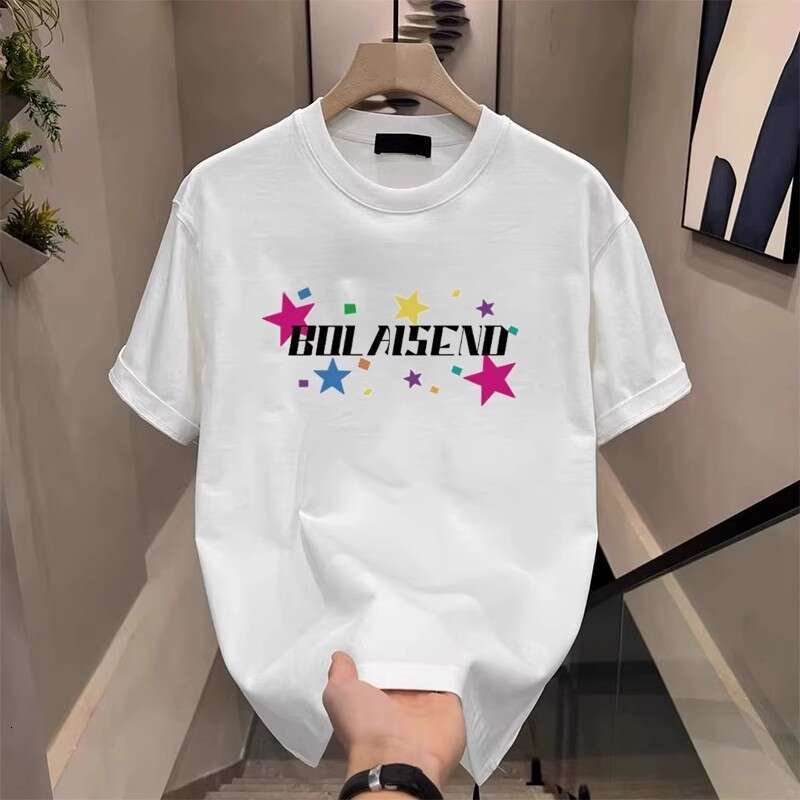 Men'S Abstract Star Print T-Shirt Men'S Retro Style T-Shirt For Daily Wear Trendy Ins Summer New Fashionable Unisex Crew Neck Tee
