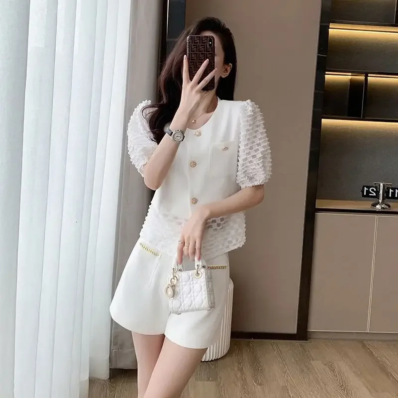 Clothes Womens Short Pants Set Summer Sleeve White Blazers and Shorts Suits for Women Trends in Kit Features Matching 260613