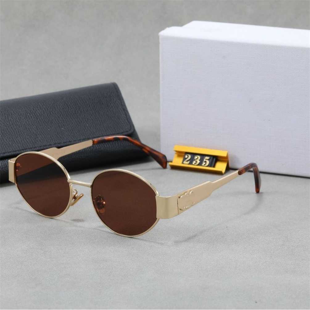 New Style Sunglasses For Women High-End Metal Fashionable Oval Cat Eye Frame Trendy Wide-Leg Sunglasses