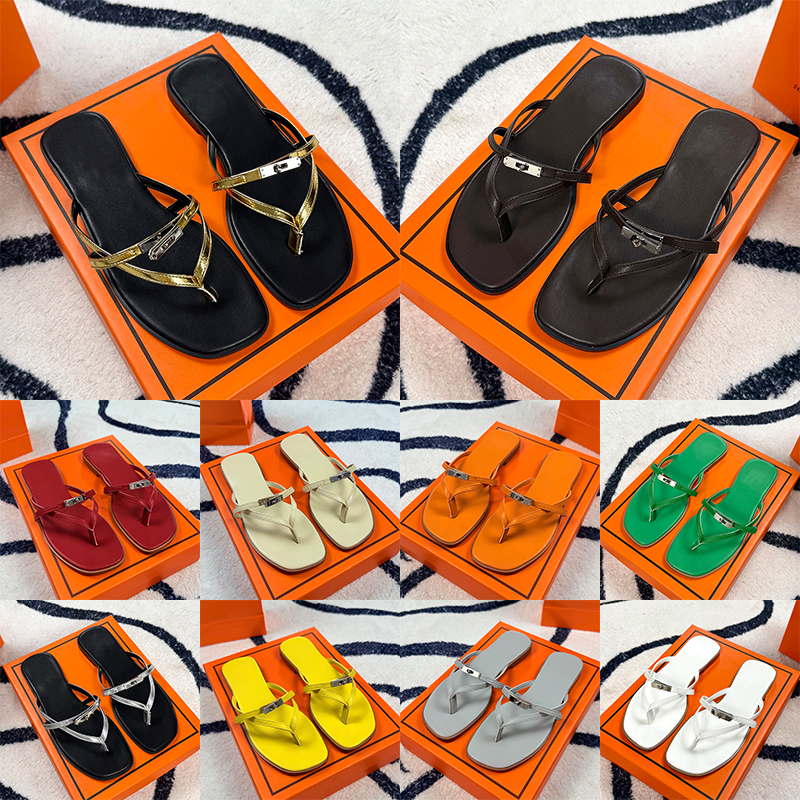 Free shipping with box miss sandal designer slippers for women classic brown red leather flat sandals luxury womens flip flops trendy comfortable sl