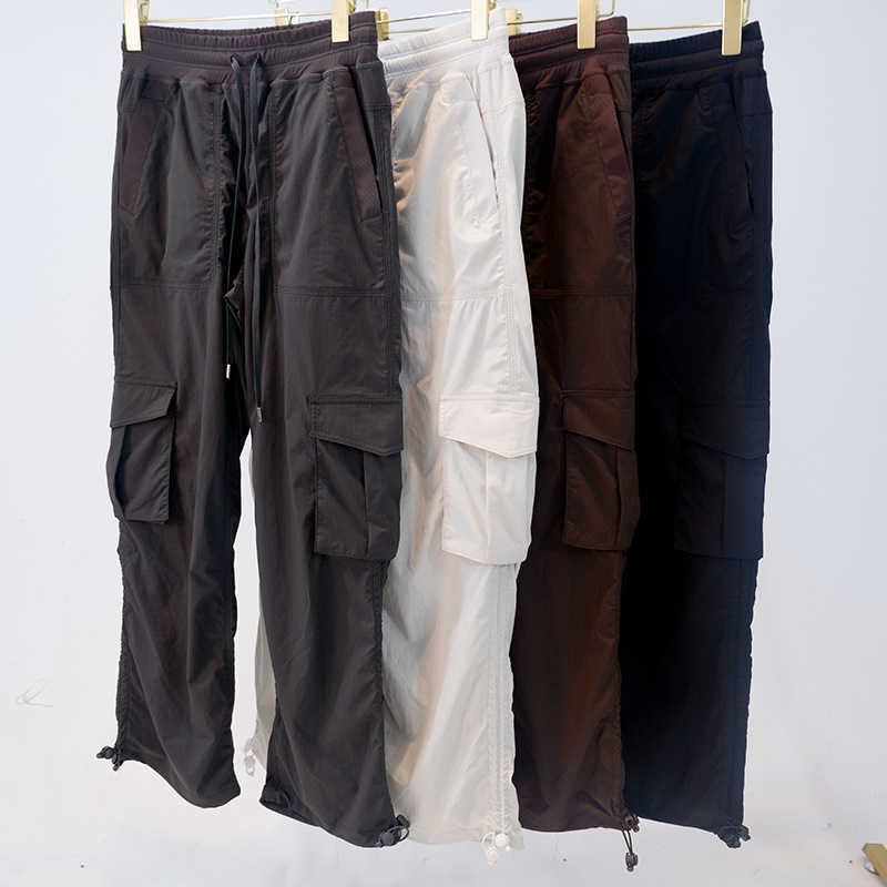 Pantaloni dritti da paracadute in stile americano, leggeri e larghi, con coulisse, pantaloni casual da corsa e fitness per esterni L260612