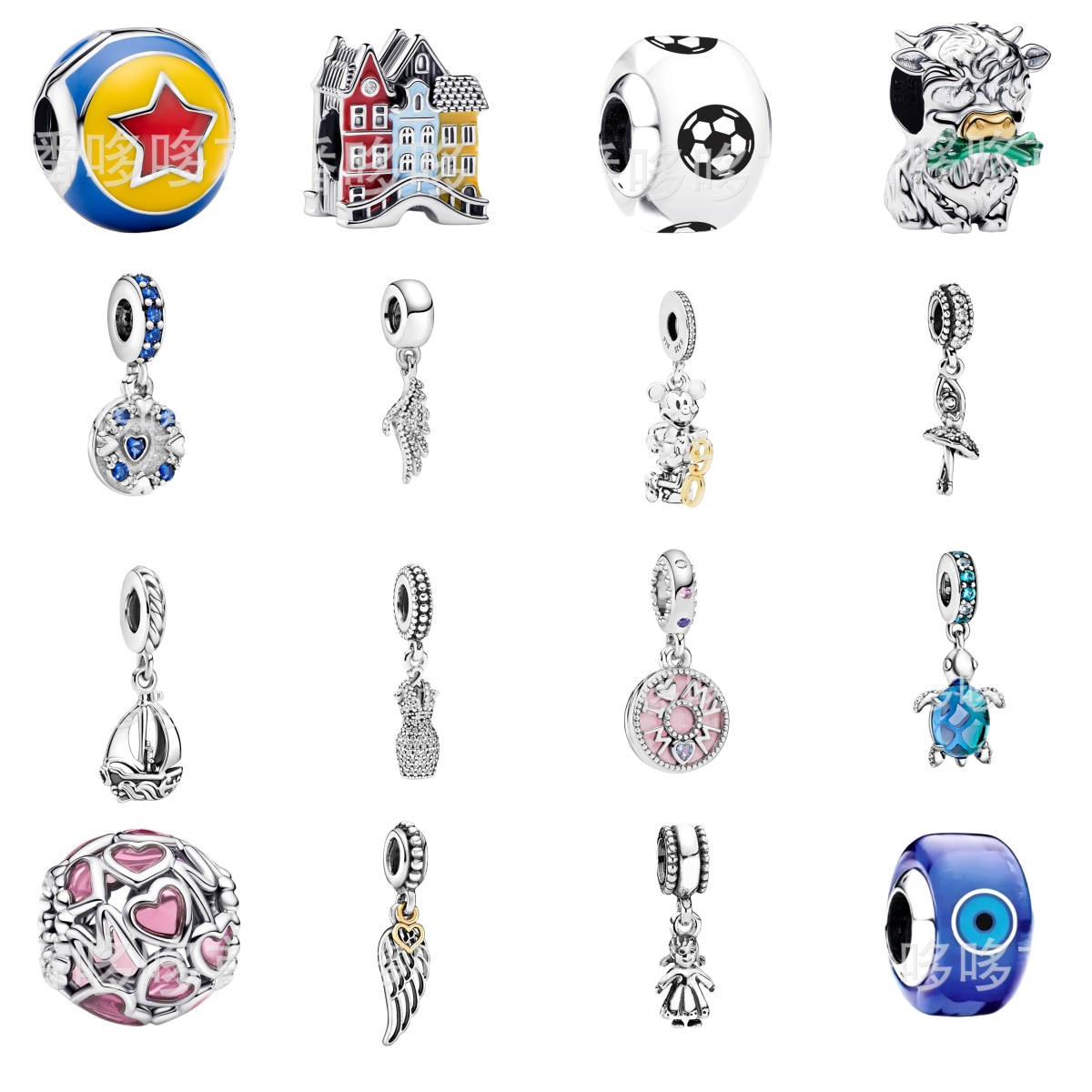 NEW Luxury Jewelry Charms 925 Silver Football Glass Animals pendant High quality with box Beads Fit Bracelet Bangle Necklace Women Designer Party bi