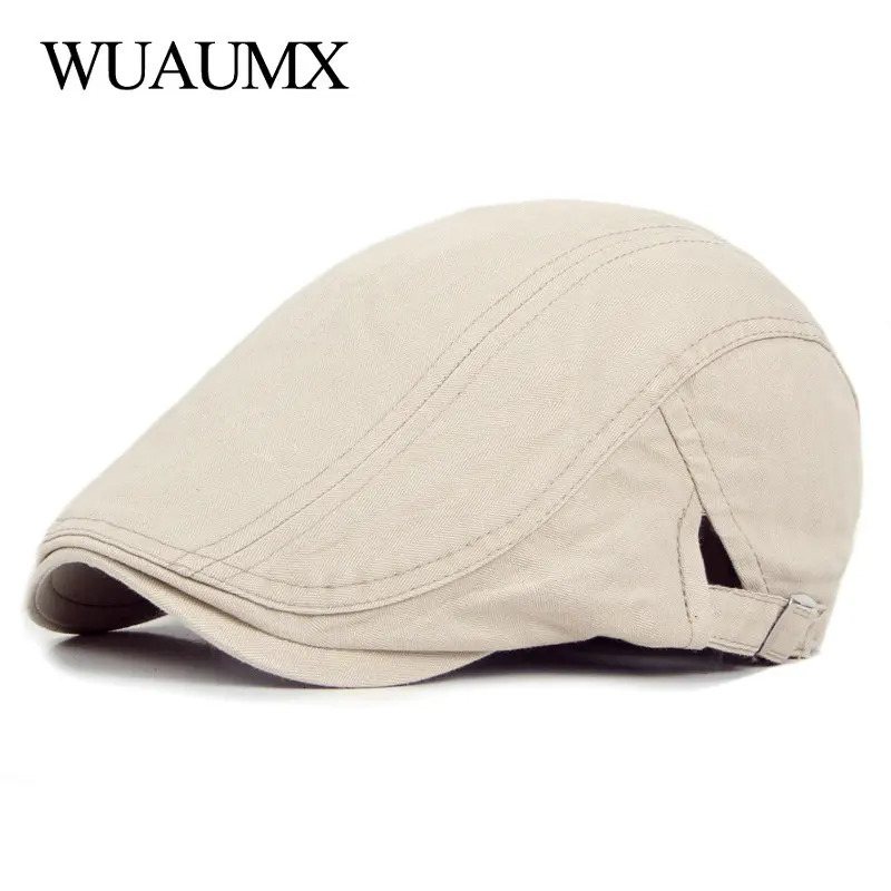 Casual Beret Hats Men Women Solid Forward cap Washed Cotton Beret Cap Spring Summer Flat ed Caps Painter Visor Adult260610
