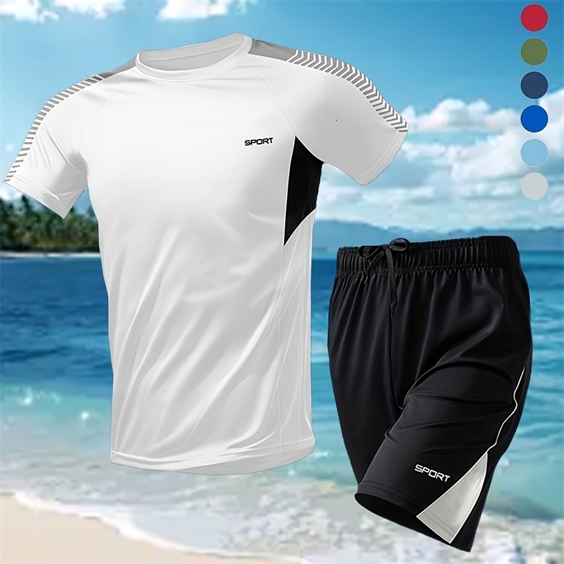 2-teiliges Herren-Sportbekleidungs-Set aus Oberteil und Unterteil, T-Shirt-Shorts, lässig, erhältlich in mehreren Farben, Geschenke, Sommerkleidung,