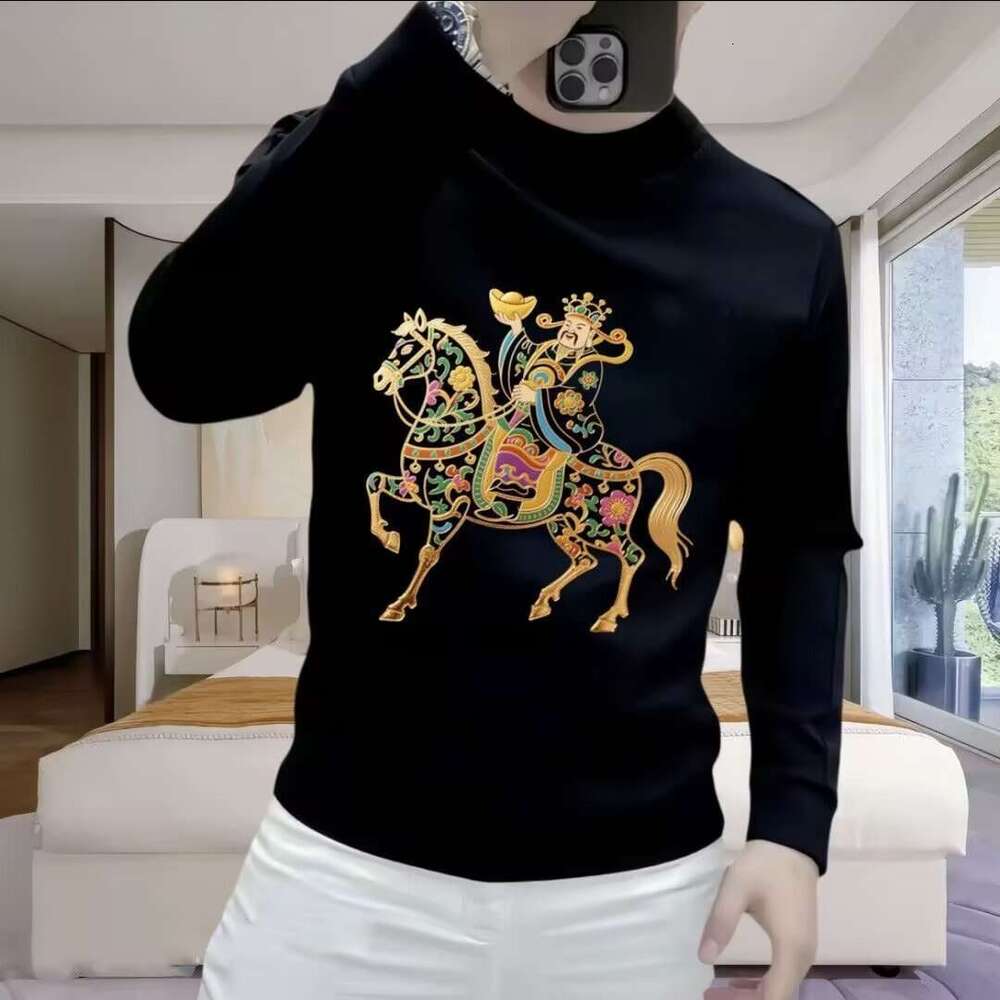 Sudadera Con Estampado De Caballo Del Zodiaco Para Hombre Sudadera De Tendencia Nacional Para Hombre Para Uso Diario Top Cálido Con Forro Polar De M