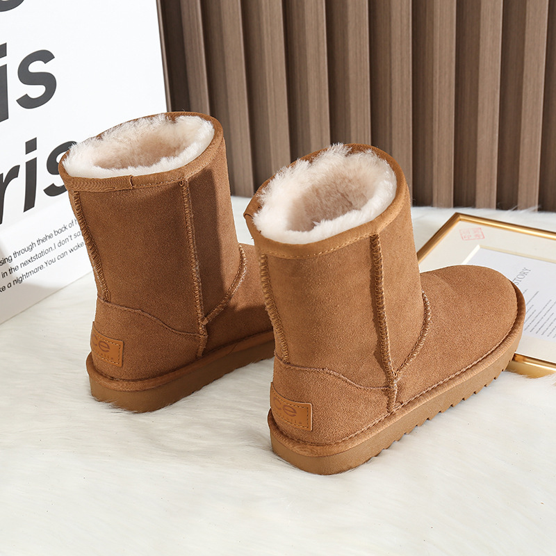 CE hot Free shipping luxury Snow Boots 2026 Winter new fur integrated snow boots with thick fleece and warm cotton shoes in the middle tube