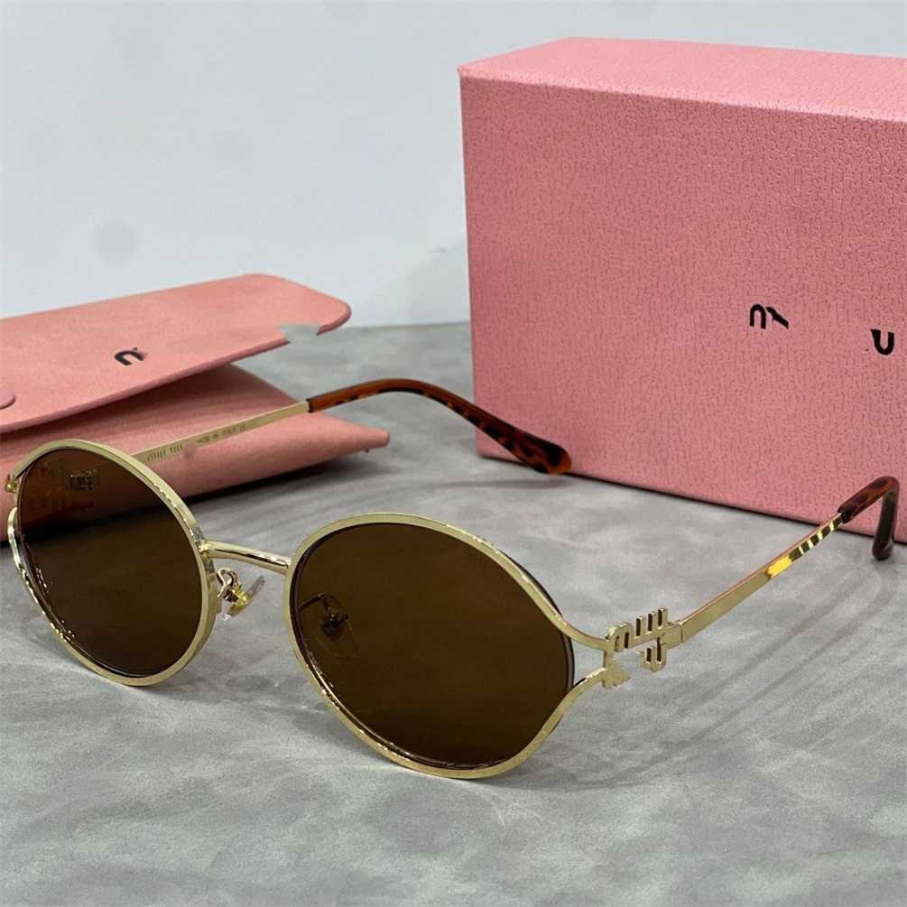 2024 Sunglasses For Women New Trend Oval Small Frame Metal French Anti-Glare Sunglasses 52Y