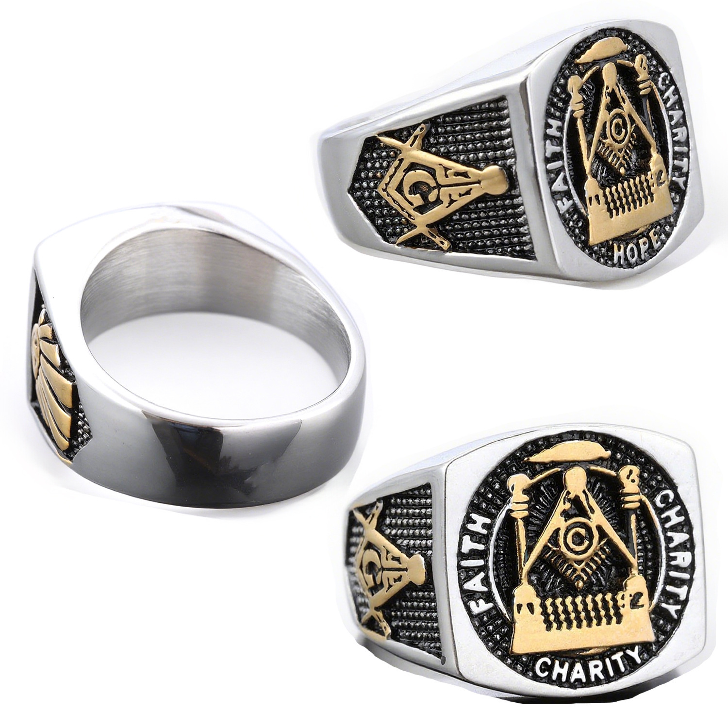 High quality fashion accessories, hot-selling wholesale AG Masonic rings, stylish stainless steel rings for men and women