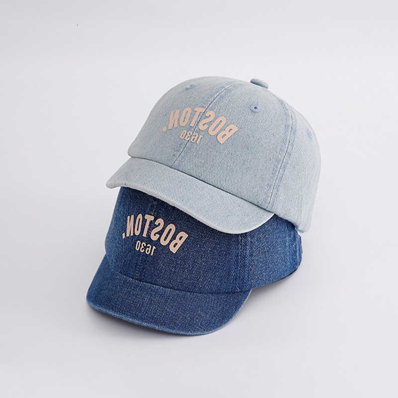 Hat Baby Baseball Letter Denim Summer Cotton Adjustable Kids Peaked Cap Solid Color Korean Short Brim Toddler Boy Girl Sun Hats M260613