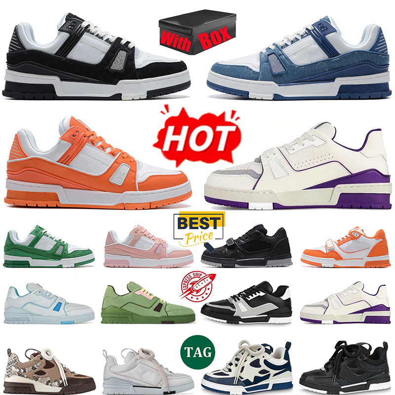 Top Designer shoes flower Skate Sneakers luxury Men Women Casual tennisShoes Calfskin Platform Trainers Leather AblohLace-up skates with box EUR 36-