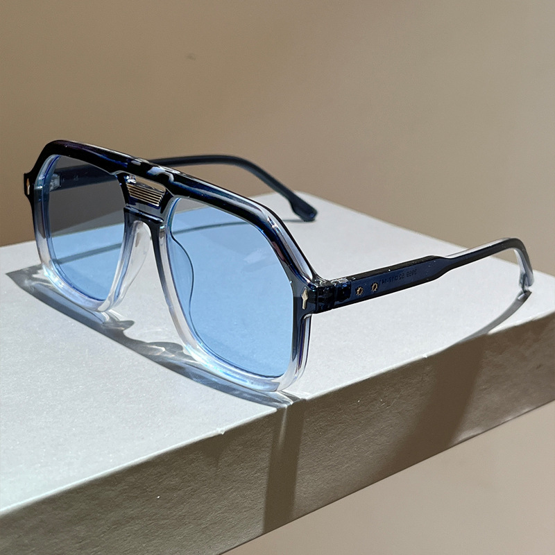 High quality trendy street style retro sun protection UV-blocking sunglasses, fashionable European and American large-frame rivet double-beam sungla
