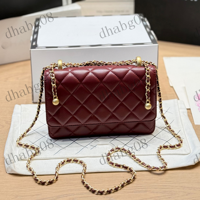 Woc Gold Ball Mini Chain Bag 19cm Designer Womens Shoulder Bags Flip Cover Classic Diamond Patterned Metal Hardware Metal Matelasse Chain Handbag Cr
