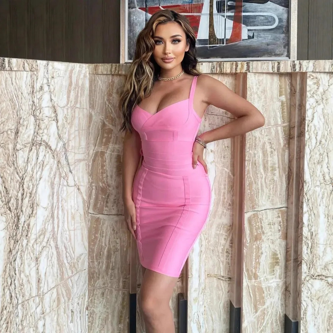 WillBeNice Classic Sexy Bodycon Spaghetti Birthday Pink Bandage Dress For Women Belt Sashes Wedding Dresses Evening Red Vestidos 260612