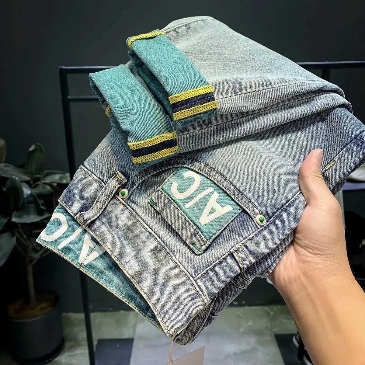 High-end 2023 Harajuku Designer Clothes Denim New Trousers Kpop Stretch Trendy Korean-style with Our Luxury Mens Casual Jeans T260410