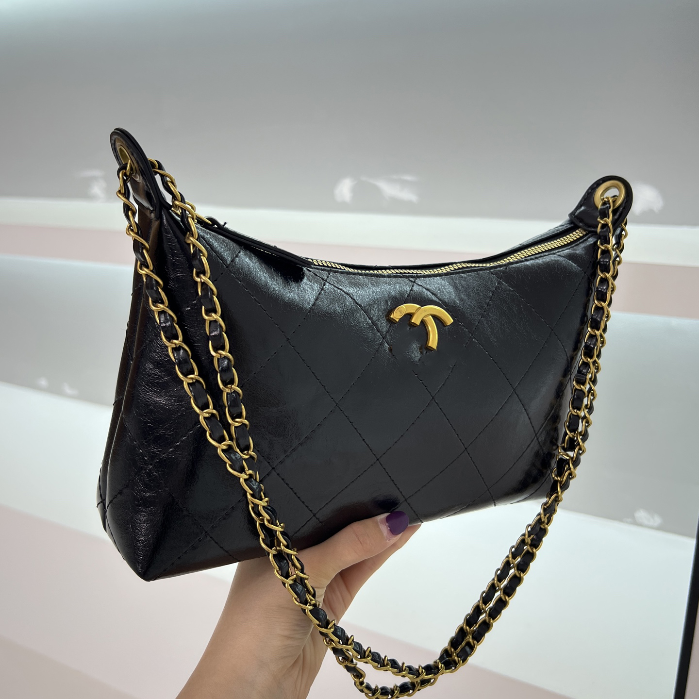 Design bag Fashion classic cc shoulder bag Designer handbag High quality leather armpit crossbody bag Small handbag Chain wallet Flip top Wine God s