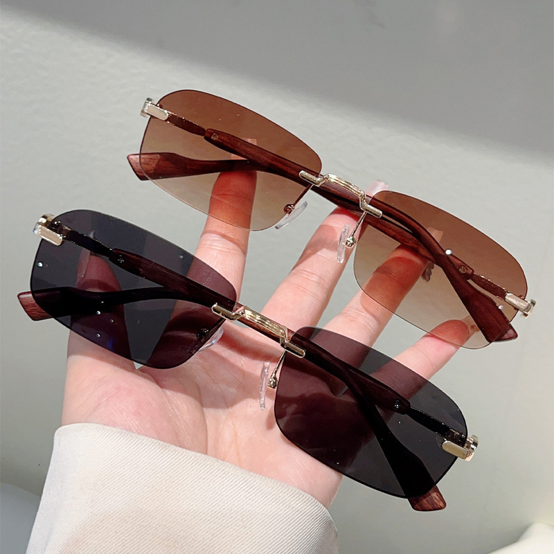 High quality Foreign Trade Trendy Fashion Men New High-Value Handsome Metal Rimless Square Sunglasses for Women
