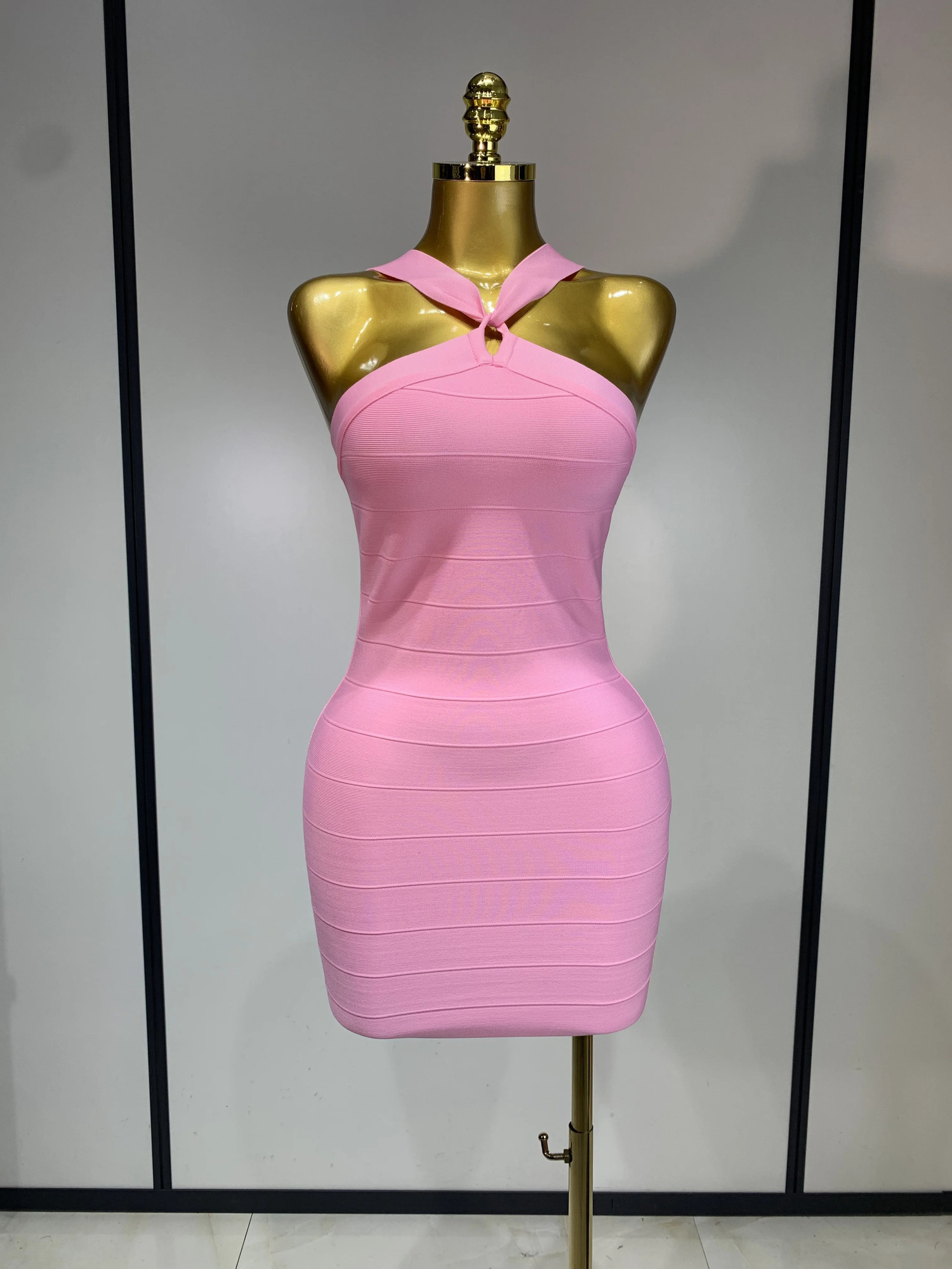 Women Sexy Backless Pink Bodycon Mini Bandage Dresses Elegant Evening Party y Birthday Nightclub Cocktail Prom Gown 260613