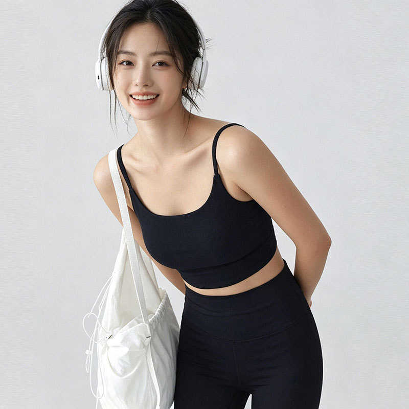Pilates back-beautiful womens shockproof sports bra for outdoor wear professional training running bra strapless push-up yoga tank top L260612