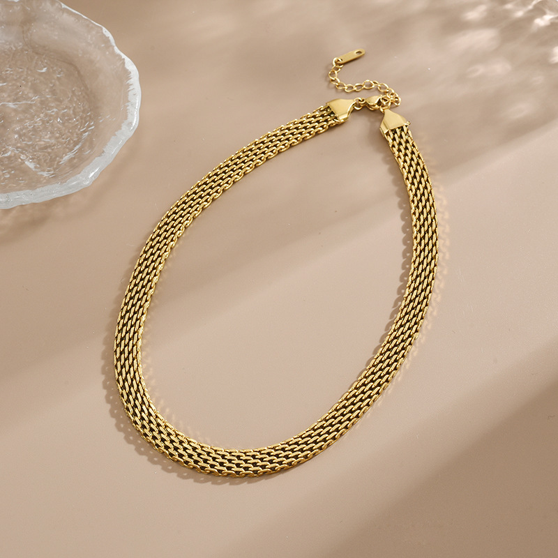 trendy fashion woven snake bone light luxury high-end titanium steel bracelet, collarbone chain, versatile women's accessory