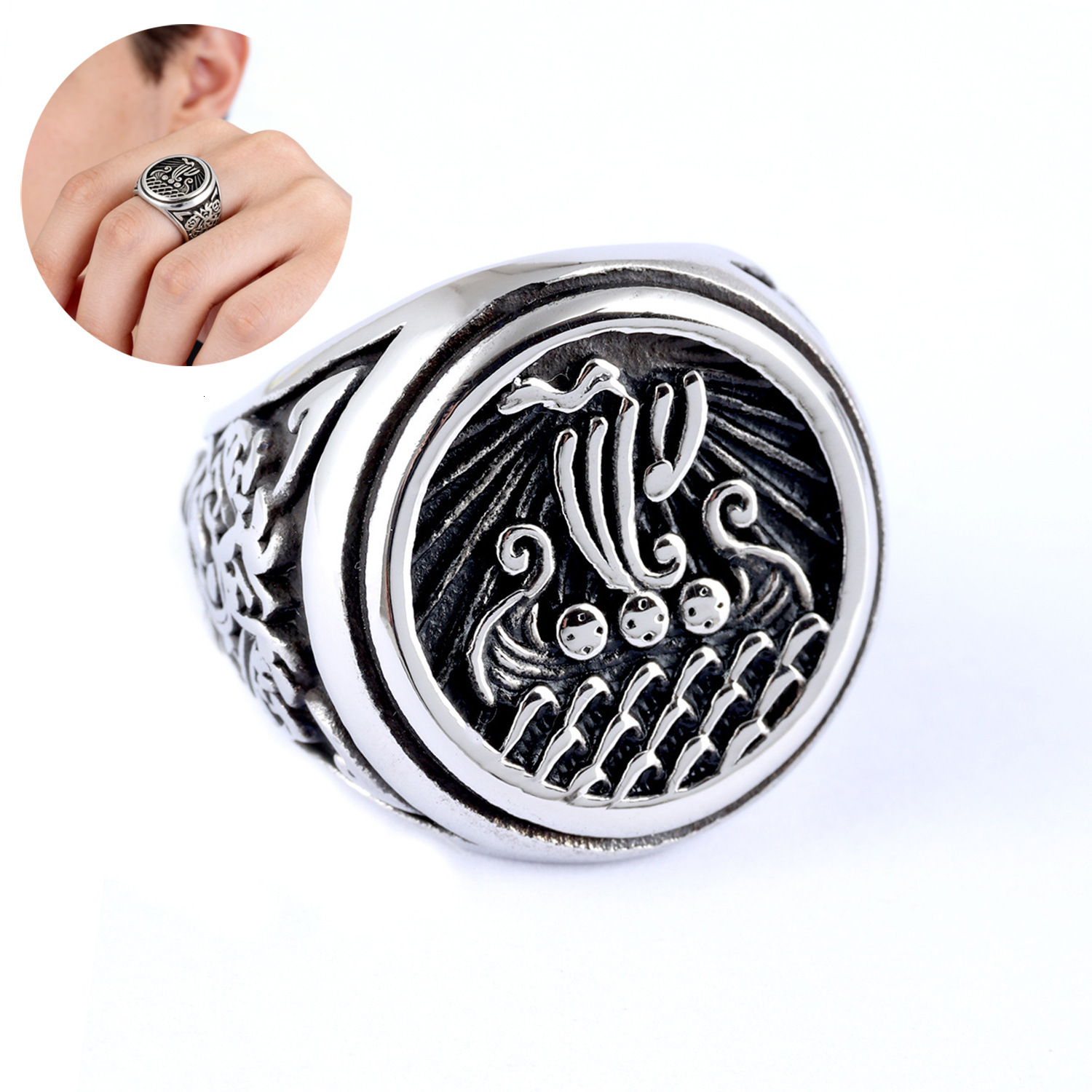 High quality 2026 Hot-Selling New Series Nautical Seal Design Viking Totem Ring Fashion Jewelry In-Stock Wholesale