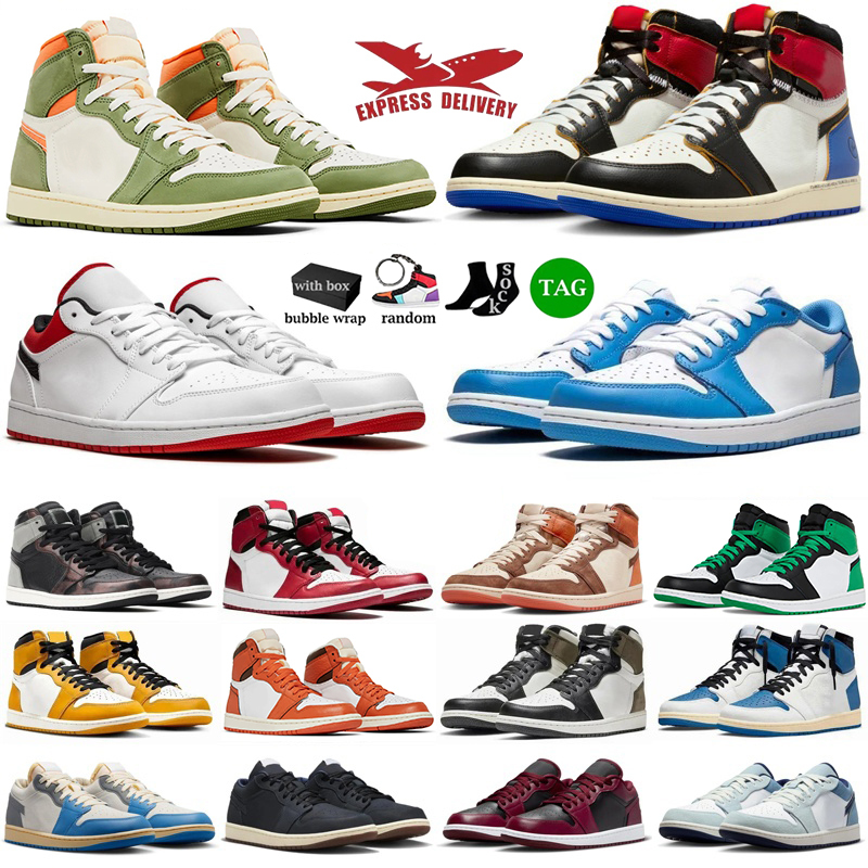 With Box Big Size US15 1s Basketball Shoes 1 Mens Womens Trainers One High Low Designer Sneakers Chicago Bred Fragment Design Mocha UNC Leather Outd