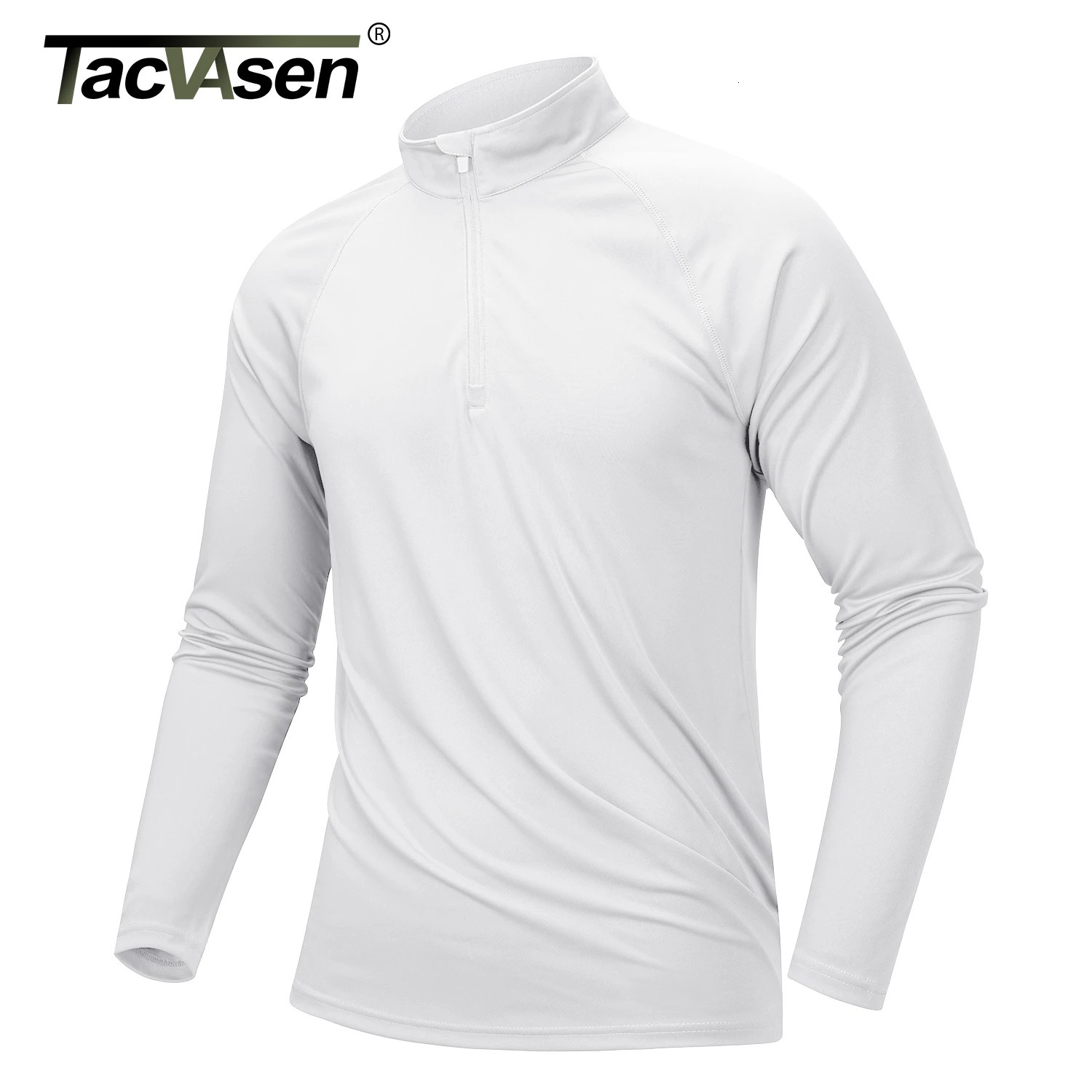 TACVASEN UPF 50 T-shirts Mens 14 Zip UV Protection Long Sleeve T shirts Fishing Hiking Performance Tee Shirts Pullover Tops 260612