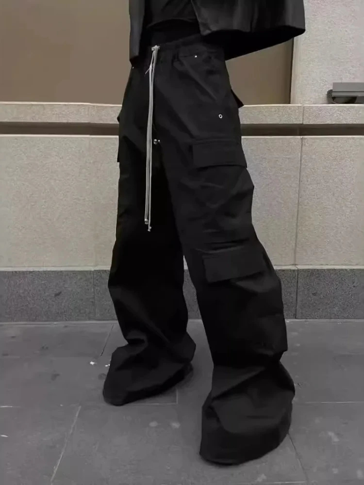 Style American Style Casual Pants Blackcargo Pants Multi-pocket Loose Fit Wide Leg For Men Spring Summer 260612