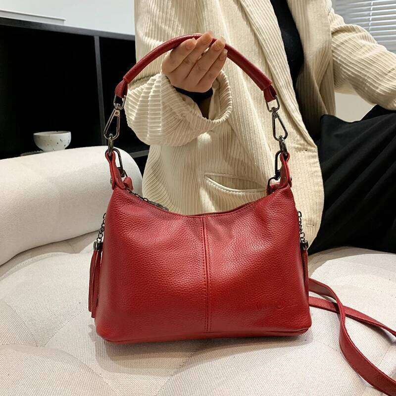 Designer Bag Designer Bag Vintage Solid Color Genuine Ladies Handbag Luxury Tassel Cow Leather Shoulder Crossbody Bag For Women 2023 Lady Tote Sac
