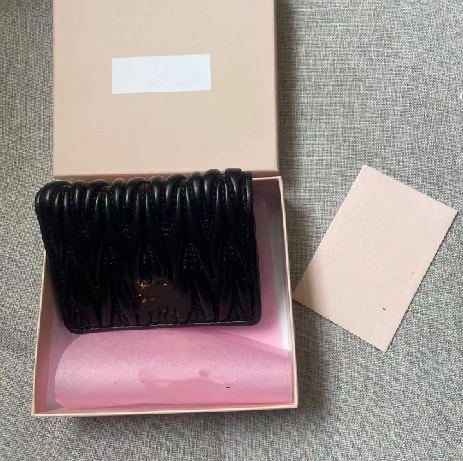 2026 new fashion Card Holders caviar woman mini wallet Designer pure color genuine leather Pebble texture luxury Black wallet 003