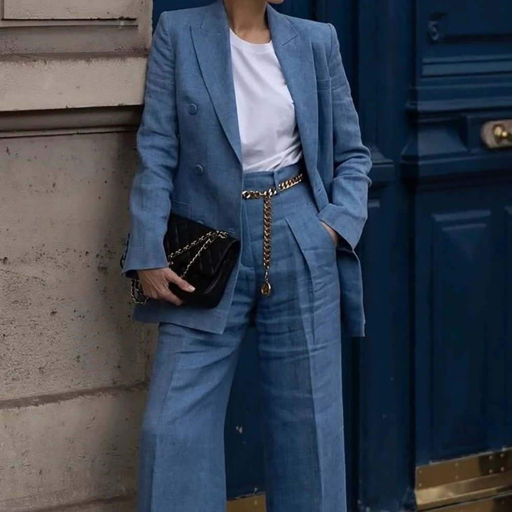Womens Two Pieces Pants Sets Double Breasted Classic Elegant Blazer Professional Business Party Wear Daily Office Suits 260613