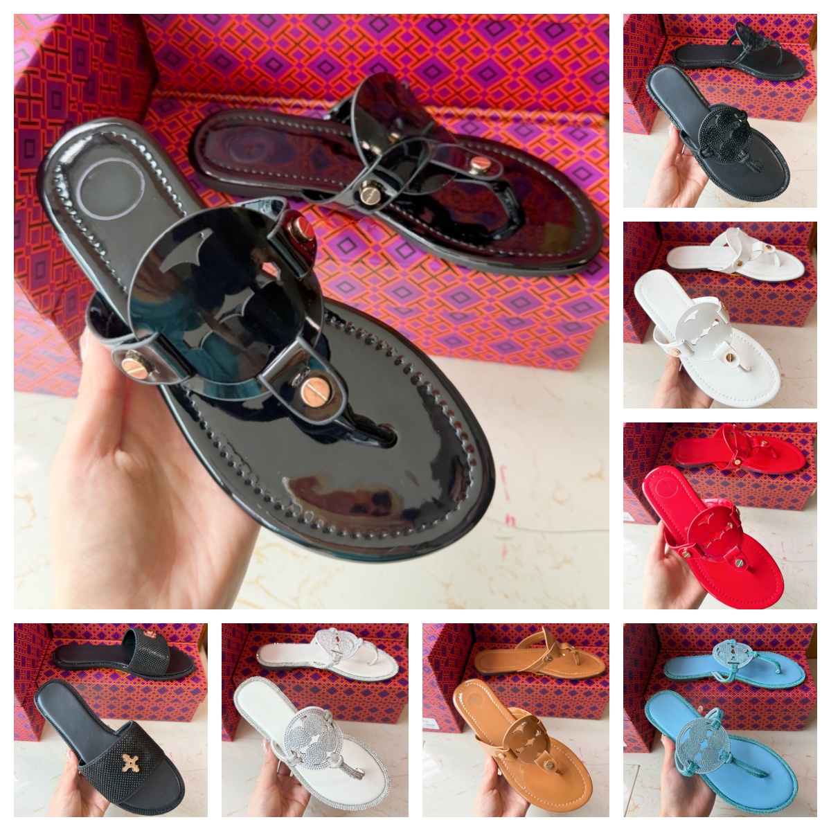 torymiller sandals flip flops sandals women sandals With Box Womens Designer Slides Fashion Summer Beach Casual Designer Slippers Top Quality Black