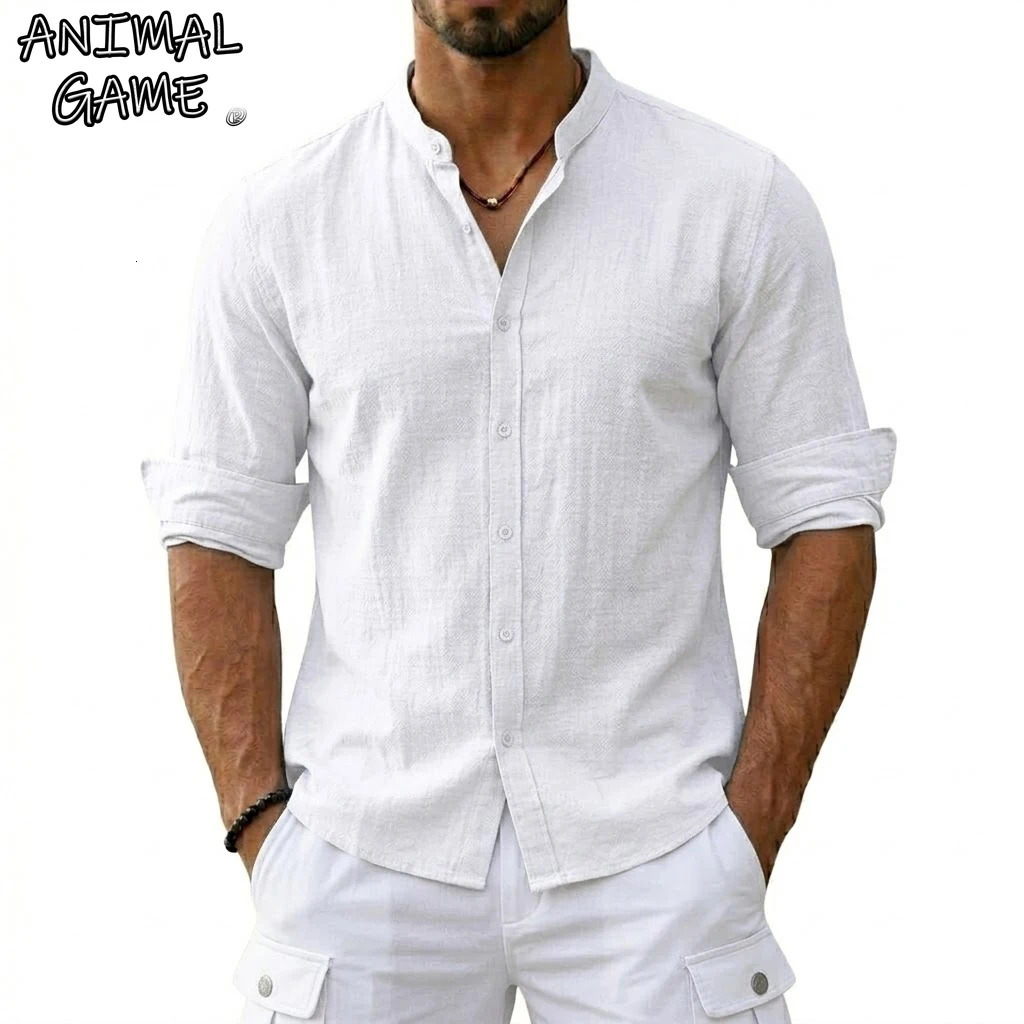 Mens Cotton Linen Shirts for Men Casual y Hawaiian Shirts Lightweight Long Sleeve Henley Beach Shirts T-Shirts for Men 260612